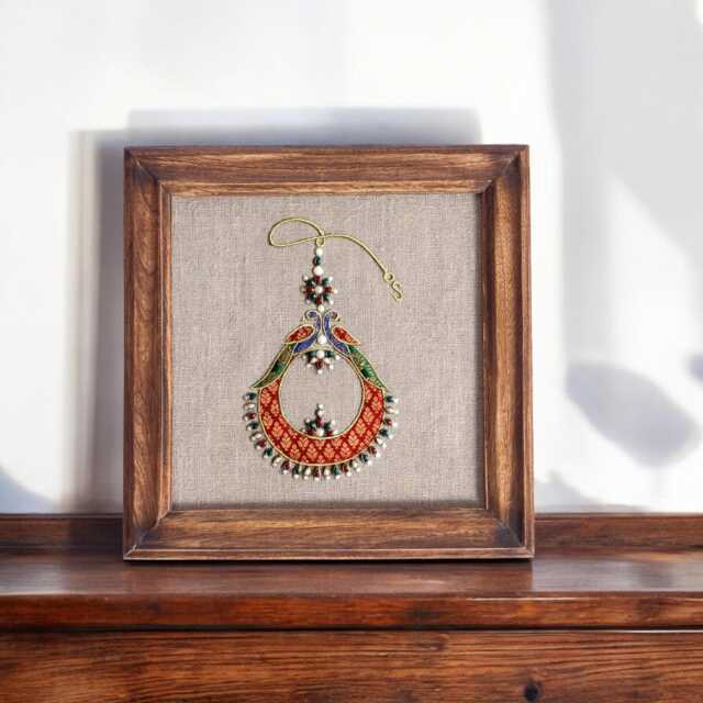 Royal Teeka Embroidery Wall Art - Indian Jewelry in Hoop Or Frame - image 1