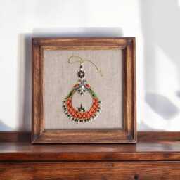 Royal Teeka Embroidery Wall Art - Indian Jewelry in Hoop Or Frame