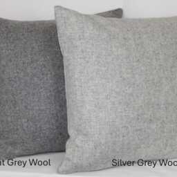 Silver Grey Pure New Wool Cushion Cover British Abraham Moon Pillow Square Rectangle Lumbar Marl Melton - thumbnail 2