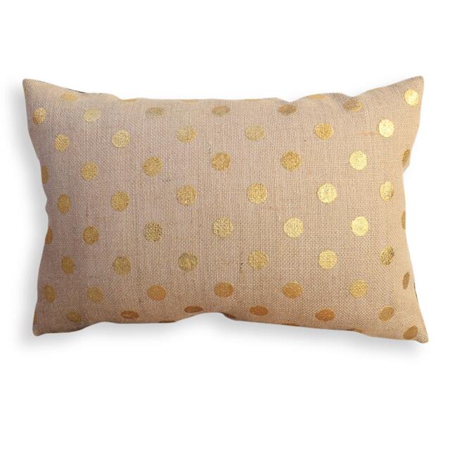 Gold Metallic Polka Dot Burlap Reversible Pillow Cover, Available in Gold, Copper Or Fuchsia Pink, Jute - Modern Rustic D??cor - image 1