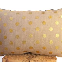 Gold Metallic Polka Dot Burlap Reversible Pillow Cover, Available in Gold, Copper Or Fuchsia Pink, Jute - Modern Rustic D??cor - thumbnail 2