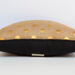 Gold Metallic Polka Dot Burlap Reversible Pillow Cover, Available in Gold, Copper Or Fuchsia Pink, Jute - Modern Rustic D??cor - thumbnail 3