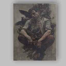 Dark Moody Man With Black Ravens Gothic Surreal Portrait Canvas Wall Art Print Decor Picture Ready To Hang - thumbnail 1