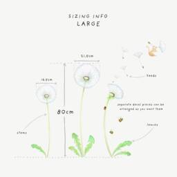 Dandelion Wall Decal - Peel & Stick Fabric Stickers For Nurseries Kids Rooms - thumbnail 3