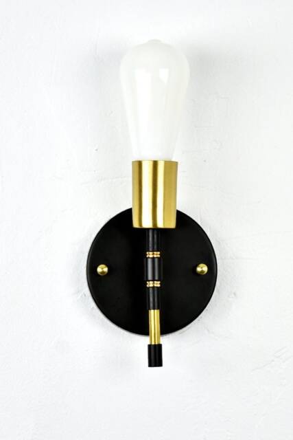 Modern Brass Torch Wall Sconce - Single Lamp Fixture Vanity Light Bathroom Kitchen Restaurant Small Black And - image 1