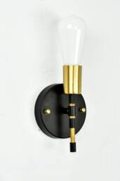 Modern Brass Torch Wall Sconce - Single Lamp Fixture Vanity Light Bathroom Kitchen Restaurant Small Black And - thumbnail 2