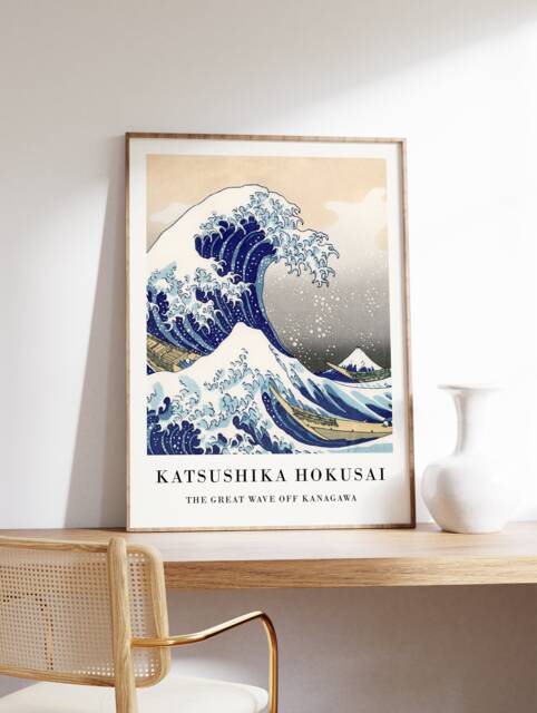 Katsushika Hokusai Exhibition Poster, The Great Wave, Japanese Art Print, Traditional Art, Wall Decor, Gift Idea, Sea - image 1