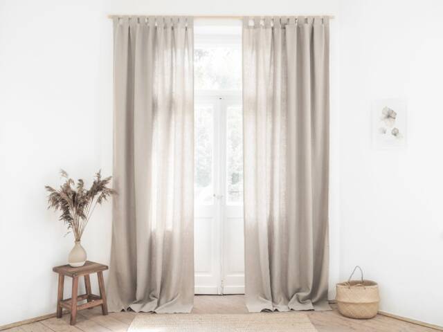 Heavy Linen Tab Top Curtain Panel, Stonewashed - 280 G/M2 - image 1