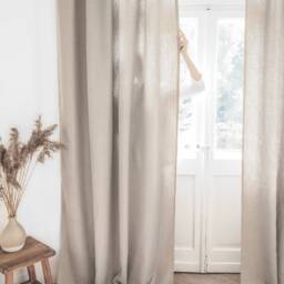 Heavy Linen Tab Top Curtain Panel, Stonewashed - 280 G/M2 - thumbnail 2
