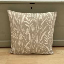 Handmade Linen Throw Pillow Cover Wild Grasses Beige Ivory - thumbnail 2