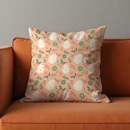 Peach Easter Egg Cushion Cover, Floral Spring Pillow Case, Pastel Decor, Modern Sofa Nursery - thumbnail 4