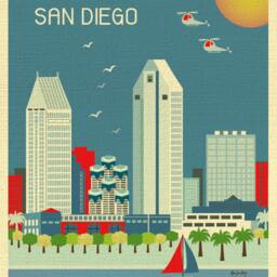 San Diego Wall Art, Skyline Print, Vertical Blue Decor, Sd Ca Art - Style E8-O-Sd - thumbnail 2