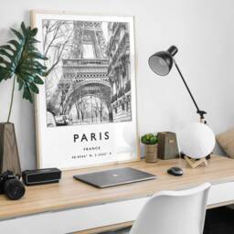 Paris Eiffel Tower Print Black & White France Travel Poster - thumbnail 3