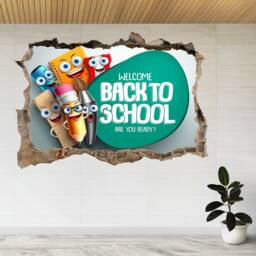 Back To School Stationary Banner 3D Smashed View Wall Sticker Poster Decal A963 - thumbnail 1