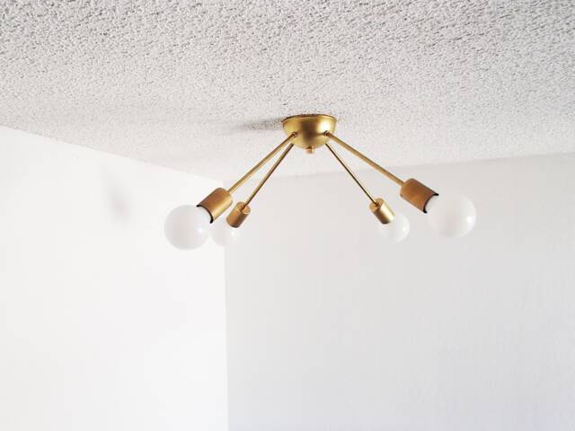 Flush Mount Ceiling Light - Sputnik Mid Century Modern Atomic Brass Living Room Lighting Dining Kitchen Starburst - image 1