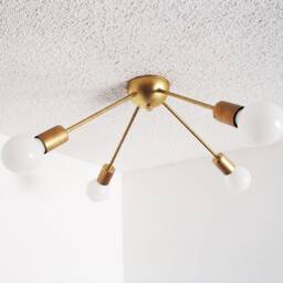 Flush Mount Ceiling Light - Sputnik Mid Century Modern Atomic Brass Living Room Lighting Dining Kitchen Starburst - thumbnail 3