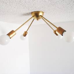 Flush Mount Ceiling Light - Sputnik Mid Century Modern Atomic Brass Living Room Lighting Dining Kitchen Starburst - thumbnail 2