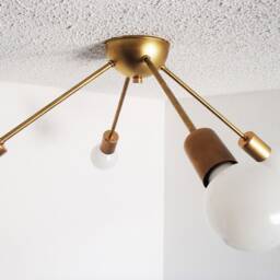 Flush Mount Ceiling Light - Sputnik Mid Century Modern Atomic Brass Living Room Lighting Dining Kitchen Starburst - thumbnail 4