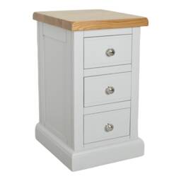 Painted Bedside Table With Oak Top 3-Drawer Nightstand, Assembled - thumbnail 2
