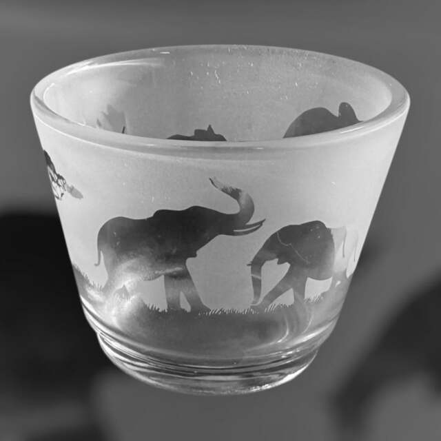 Elephant Tealight Holder - Rustic Glass Tea Light Holder With Elephant Frieze Design - image 1
