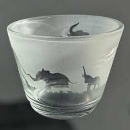 Elephant Tealight Holder - Rustic Glass Tea Light Holder With Elephant Frieze Design - thumbnail 3