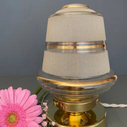 Vintage Globe Table Lamp in White & Gold Frosted Glass - thumbnail 3