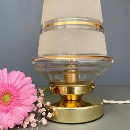 Vintage Globe Table Lamp in White & Gold Frosted Glass - thumbnail 2