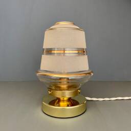 Vintage Globe Table Lamp in White & Gold Frosted Glass - thumbnail 4