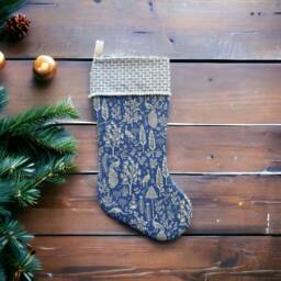 Rifle Paper Co Camont Menagerie Silhouette - Blue Fabric Christmas Stocking - thumbnail 2