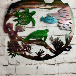 Coral Reef Wall Hanging, Marine Life, Turtles, Sea Turtles - thumbnail 2