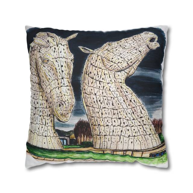 Kelpies Scotland Art Pillow Case Scottish Home Decor - image 1