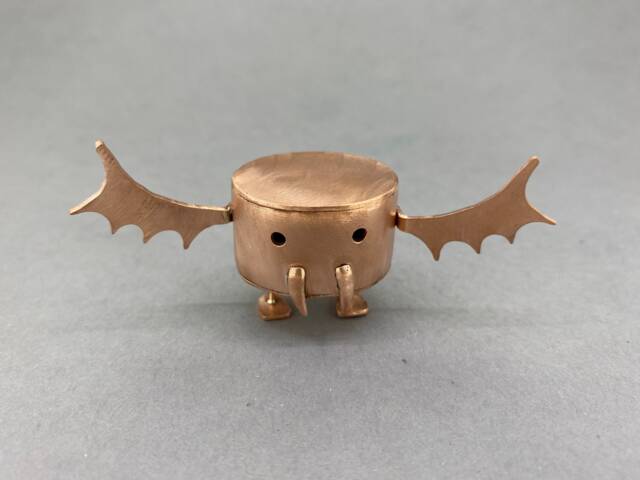 Fangus Handmade Copper Bat Robot - Recycled Metal Art - image 1