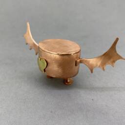 Fangus Handmade Copper Bat Robot - Recycled Metal Art - thumbnail 3