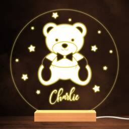 stars Cute Baby Bear in Bowtie Warm White Lamp Personalised Gift Night Light - Bedroom - thumbnail 1