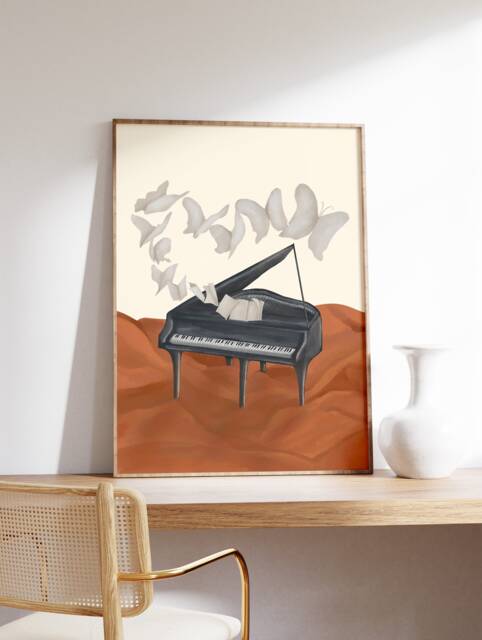Piano Music Print, Poster, Decor, Gift, Wall Art, Illustration Gift For Lover, Musician, A1/A2/A3/A4 - image 1