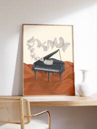 Piano Music Print, Poster, Decor, Gift, Wall Art, Illustration Gift For Lover, Musician, A1/A2/A3/A4 - thumbnail 1