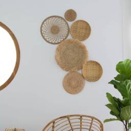 Hand Woven Bamboo Wall Decor Set, Bohemian Wicker Art - Set Of 6 - thumbnail 4