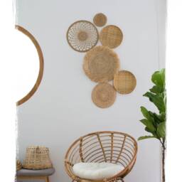 Hand Woven Bamboo Wall Decor Set, Bohemian Wicker Art - Set Of 6 - thumbnail 2