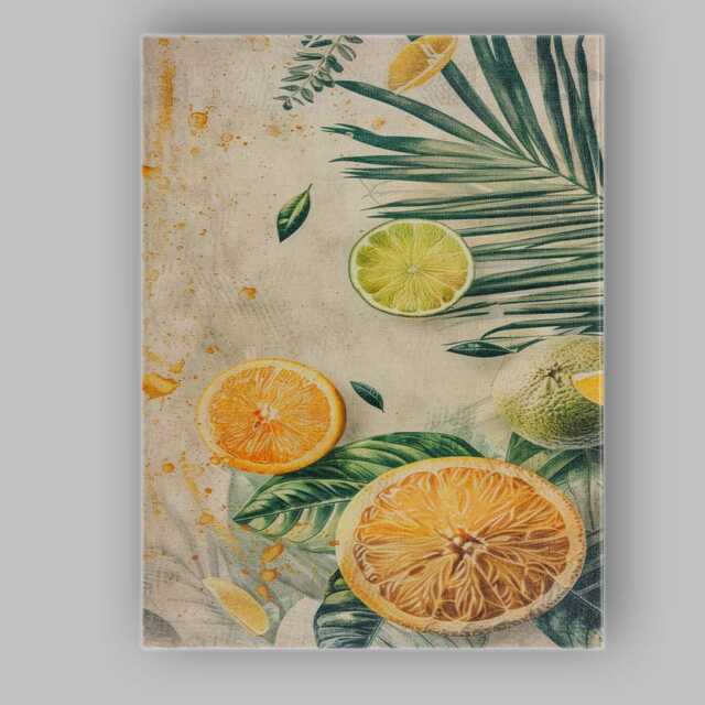 Vintage Tropical Citrus Fruit Botanical Collage Canvas Wall Art Print Decor Picture Ready To Hang - image 1