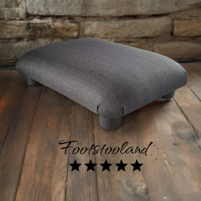 Handmade Charcoal Linen Look Footstool Small Upholstered Bed Step. Ud - image 1