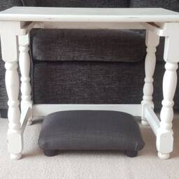 Handmade Charcoal Linen Look Footstool Small Upholstered Bed Step. Ud - thumbnail 2