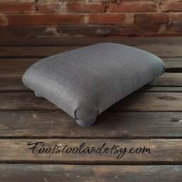 Handmade Charcoal Linen Look Footstool Small Upholstered Bed Step. Ud - thumbnail 4