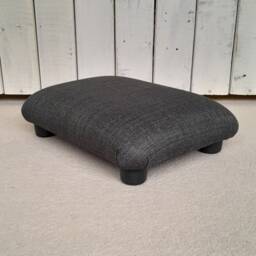 Handmade Charcoal Linen Look Footstool Small Upholstered Bed Step. Ud - thumbnail 3