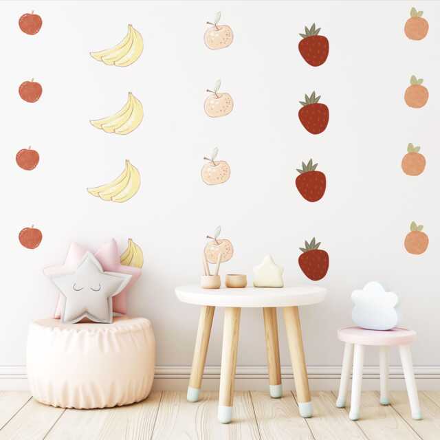 Fruit Wall Stickers, Nursery Decals, Banana Strawberry Orange Playroom Decor, Peel & Stick Kids Room Decor - image 1