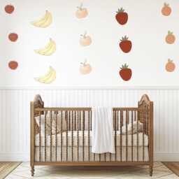 Fruit Wall Stickers, Nursery Decals, Banana Strawberry Orange Playroom Decor, Peel & Stick Kids Room Decor - thumbnail 2
