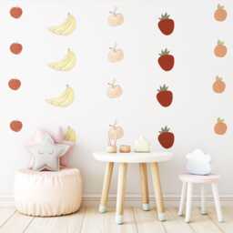 Fruit Wall Stickers, Nursery Decals, Banana Strawberry Orange Playroom Decor, Peel & Stick Kids Room Decor