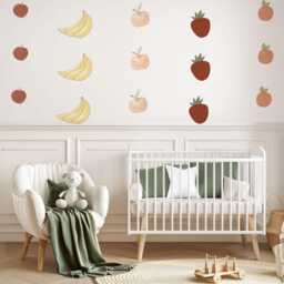 Fruit Wall Stickers, Nursery Decals, Banana Strawberry Orange Playroom Decor, Peel & Stick Kids Room Decor - thumbnail 3