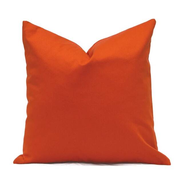 Indoor Pillow Covers, With Zipper, Washable, Quick Shipping, Orange Cotton Solid Persimmon - image 1