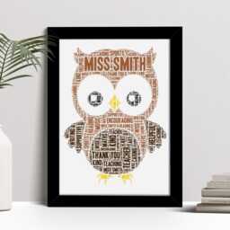 Personalised Owl Word Art Print, Teacher Gift, Custom Wall Framed Picture, Present For Male, Female Teaching Assistant Nl - thumbnail 2