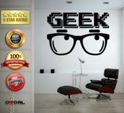 Geek Dork Glasses Computer Digital Letters Wall Decal Vinyl Sticker Mural Room Decor L1757